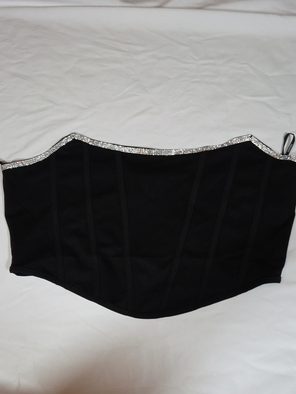 NWT Forever 21 Jeweled Black Crop Top Tube Size XXL